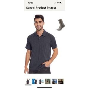 Men's 100% Merino Wool Polo Shirt, Short Sleeve Breathable - Black